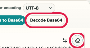 A cropped mobile view of the Decode Base64 button