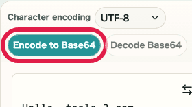 A cropped mobile view of the Encode to Base64 button