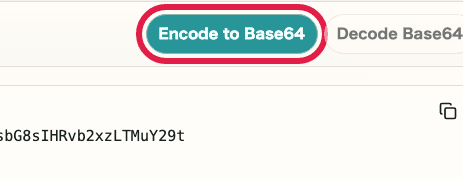 A cropped view of the Encode to Base64 button
