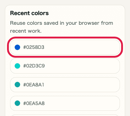 Supporting capture showing where to use Recent colors