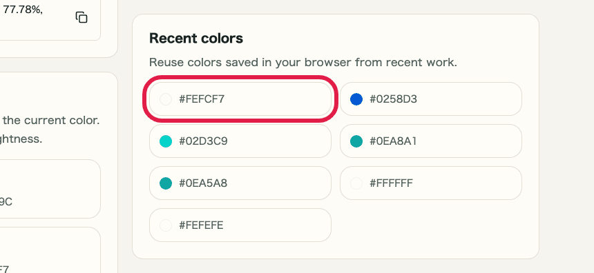 Supporting capture showing where to use Recent colors
