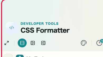 Screen showing Format and minify mode area in CSS Formatter