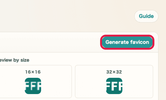 Generate button in Favicon Generator