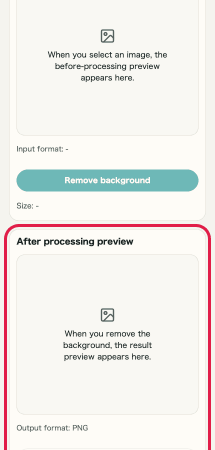 A cropped mobile image showing the before-and-after preview in Image Background Removal