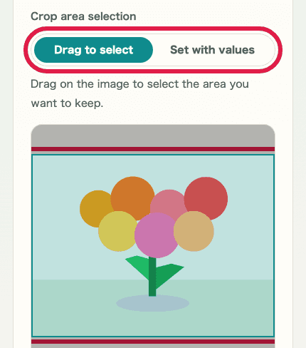 A cropped mobile capture of the editing screen in Image Crop & Resize showing image selection and crop area controls