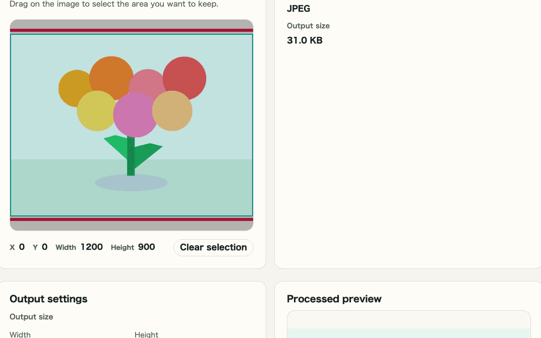 A cropped capture of the processed preview in Image Crop & Resize showing where to review the result before saving
