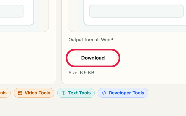 A cropped view showing only the download button in Image Format Conversion