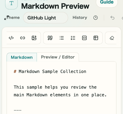 A cropped mobile capture of the preview area in Markdown Preview showing the preview panel on the right