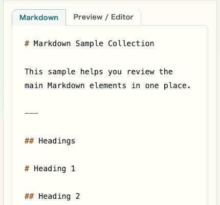 A mobile view of the Markdown Preview editor showing the heading controls