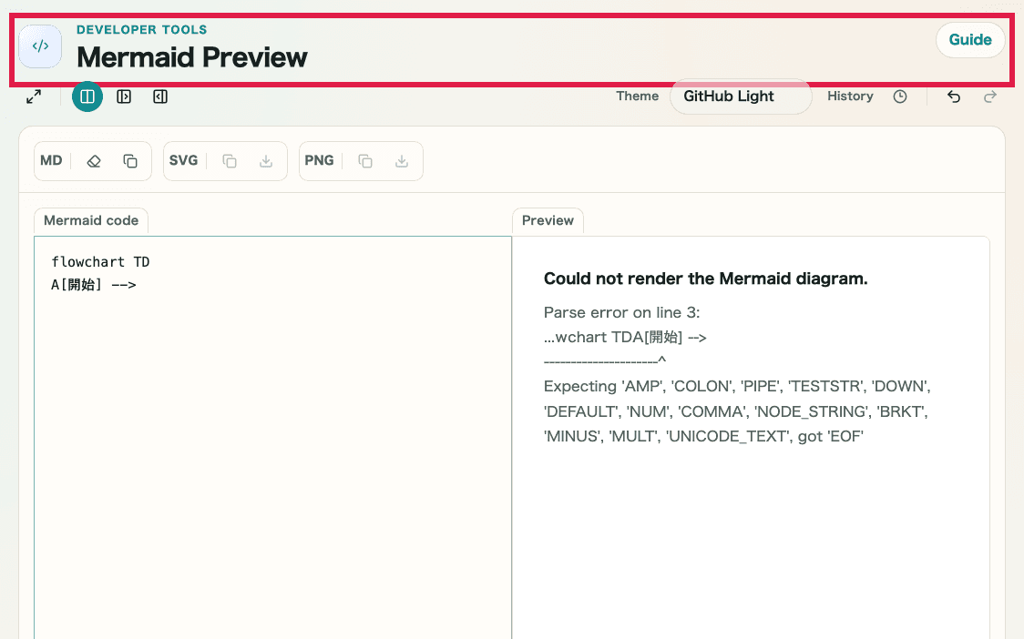 A view showing PNG output actions in Mermaid Preview