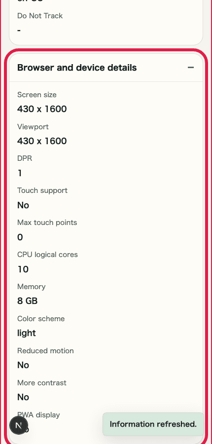 A cropped mobile view of the summary cards in IP & Network Information Checker