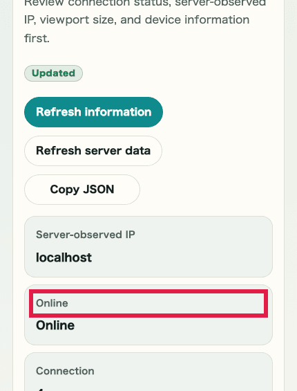 A cropped mobile view of the connection details accordion in IP & Network Information Checker