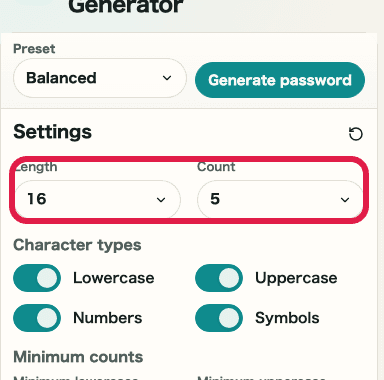 Supporting capture showing where to use Length and count