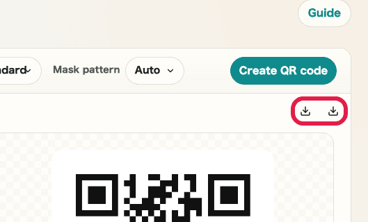 Save actions in QR Code Generator