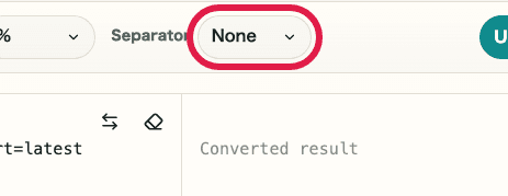A cropped view of the separator selector in URL Encode / Decode