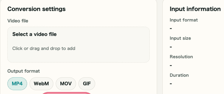 A cropped image of the convert button in Video Format Conversion