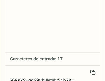 Vista móvil recortada de la acción de intercambio y el icono de copiar resultado en Codificar / Decodificar Base64