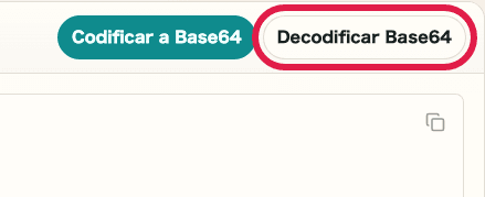 Vista recortada del botón Decodificar Base64