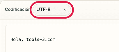 Vista recortada del selector de codificación en Codificar / Decodificar Base64