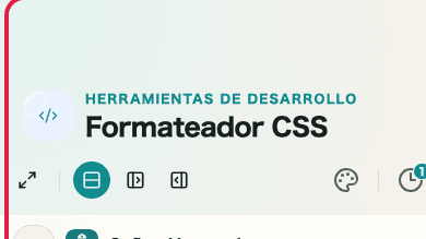 Pantalla que muestra Zona de formateo y compresión en Formateador CSS