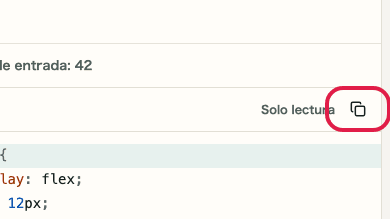 Pantalla que muestra dónde usar Copiar resultado en Formateador CSS