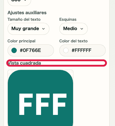 Vista móvil de la vista previa cuadrada en el generador de favicon