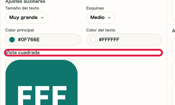 Vista previa cuadrada en el generador de favicon