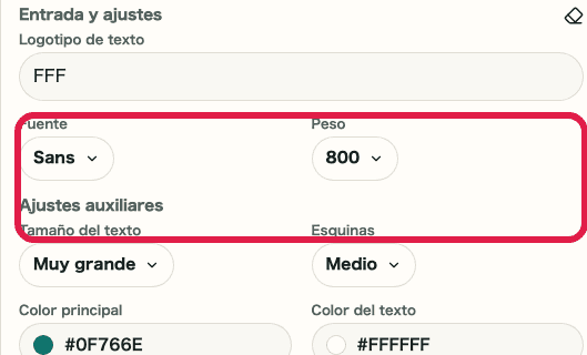 Ajustes de texto en el generador de favicon