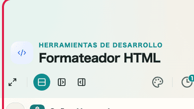 Pantalla que muestra Zona de formateo y compresión en Formateador HTML