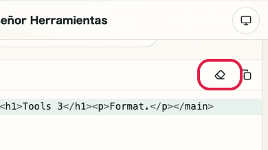 Pantalla que muestra dónde usar Limpiar entrada en Formateador HTML