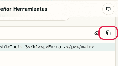 Pantalla que muestra dónde usar Copiar entrada en Formateador HTML