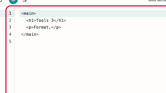 Pantalla que muestra dónde usar Panel de resultado en Formateador HTML