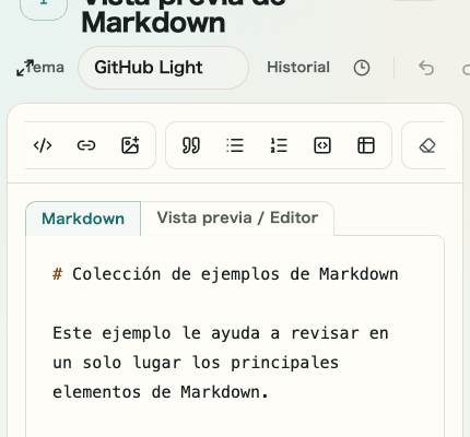 Captura móvil recortada del área de vista previa en Vista previa de Markdown mostrando el panel de la derecha