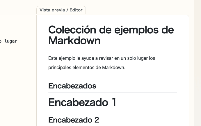 Captura recortada del área de vista previa en Vista previa de Markdown mostrando el panel de la derecha