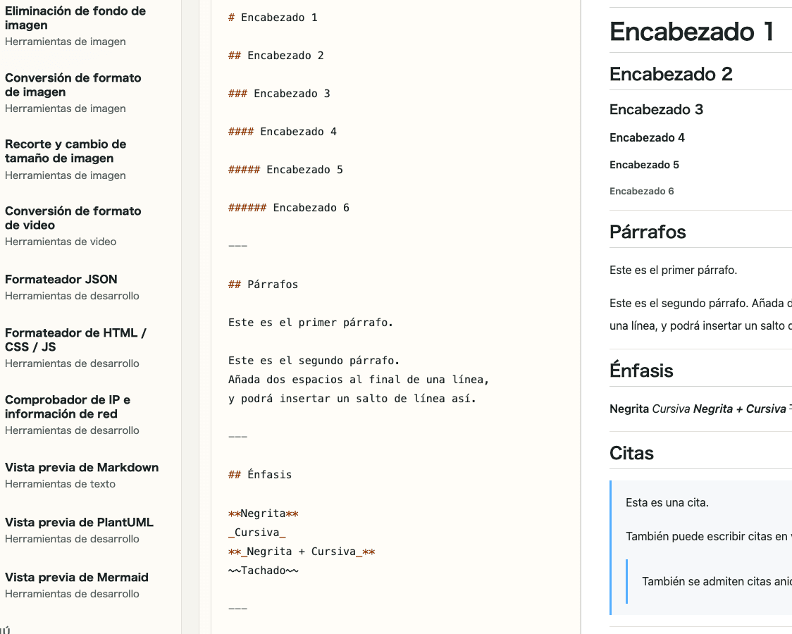 Vista del editor de Vista previa de Markdown mostrando las acciones de deshacer y rehacer