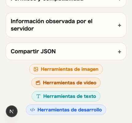 Vista móvil recortada del área de texto JSON para compartir en Comprobador de IP e información de red