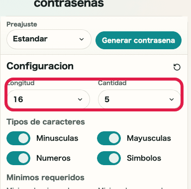 Captura de apoyo que muestra dónde usar Longitud y cantidad