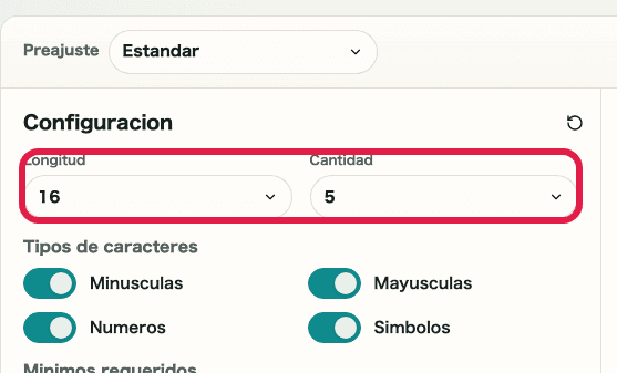 Captura de apoyo que muestra dónde usar Longitud y cantidad