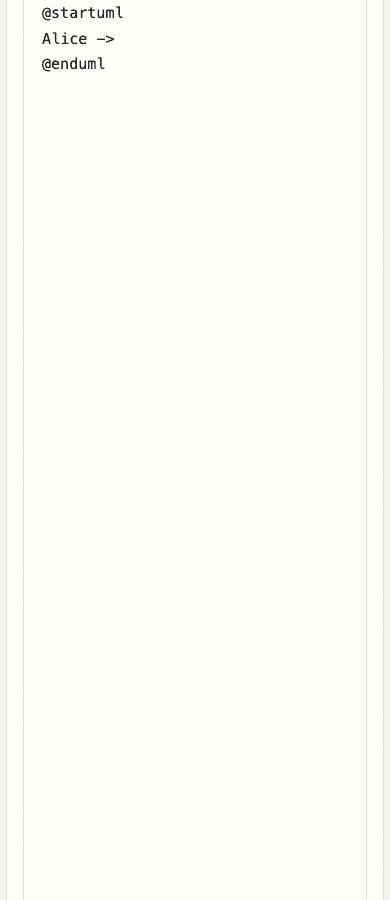 Una captura móvil que muestra el área de entrada en PlantUML Preview