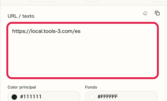 Campo de entrada del generador de códigos QR