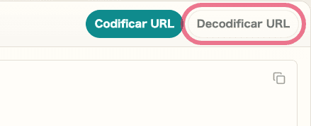 Vista recortada del botón Decodificar URL