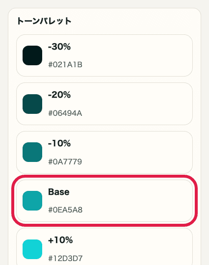 トーンパレット の操作位置を示す補助キャプチャ