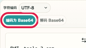 Base64 编码 / 解码中的编码为 Base64 按钮移动端截图
