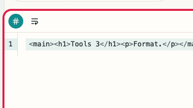显示 HTML 格式化工具 的 格式模式和代码输入区域 的画面