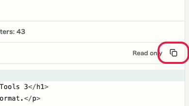 Screen showing where to use Copy result in HTML Formatter