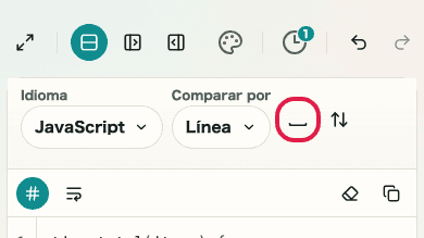 Pantalla que muestra el control de ignorar espacios en Comparador de diferencias de texto