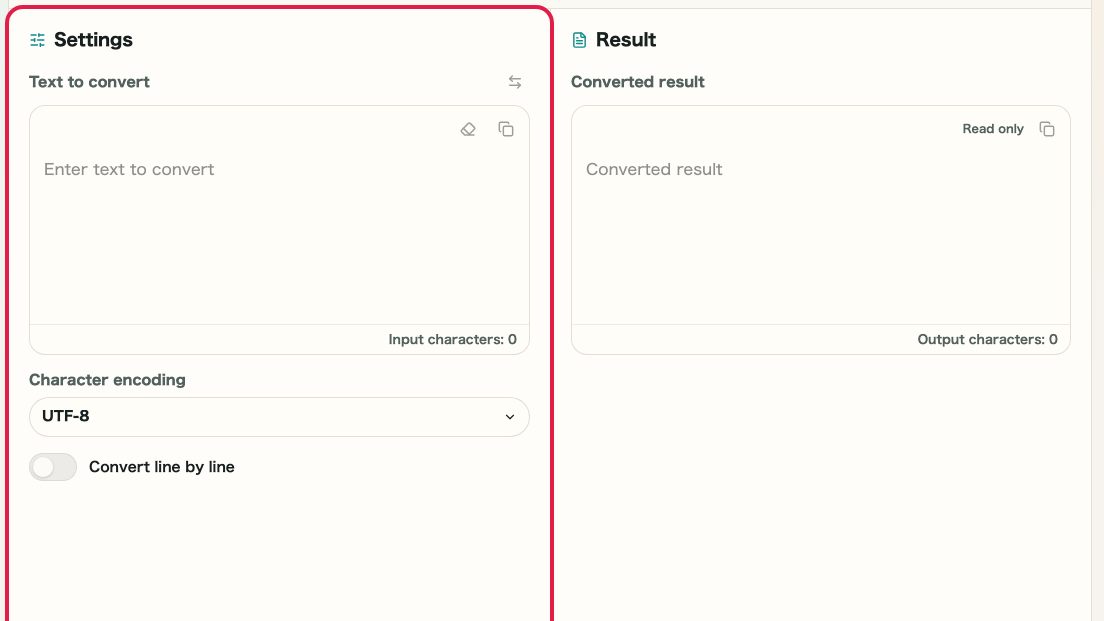 Screen showing Input area in Base64 Encode/Decode