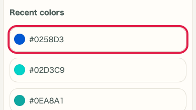 Supporting capture showing where to use Recent colors