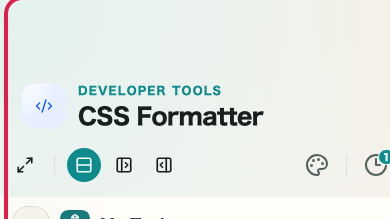 Screen showing Format and minify mode area in CSS Formatter