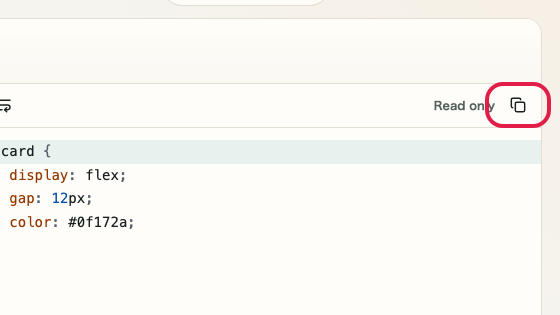 Screen showing where to use Copy result in CSS Formatter